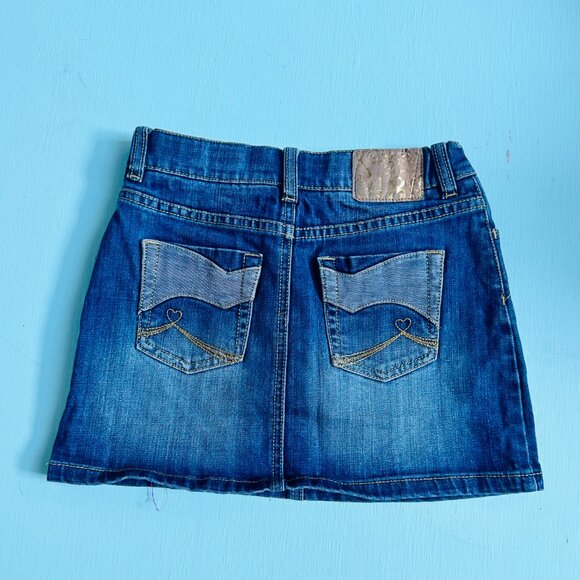 Children's Place Jean Skirt Embellished with Hearts Rhinestones Girls Size 8 - Picture 5 of 6